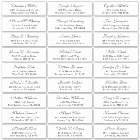 Klassieke Cursieve Font Weddenschap Gast Adres Lab Sticker (Voorkant)