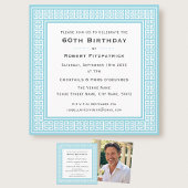 Klassieke Custom Age Foto Verjaardagsfeest Blauw Kaart