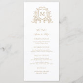 Klassieke Custom Floral Crest Monogram Huwelijk Menu (Voorkant)