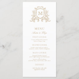 Klassieke Custom Floral Crest Monogram Huwelijk Menu