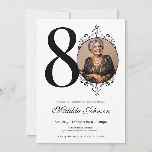 Klassieke Custom Foto Zwart-wit 80ste verjaardag Kaart (Voorkant)