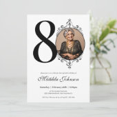 Klassieke Custom Foto Zwart-wit 80ste verjaardag Kaart (Staand voorkant)