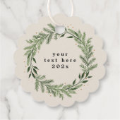Klassieke Custom Monogram Pine Wreath Kerstcadeau Bedankjes Labels (Achterkant)