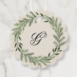 Klassieke Custom Monogram Pine Wreath Kerstcadeau Bedankjes Labels