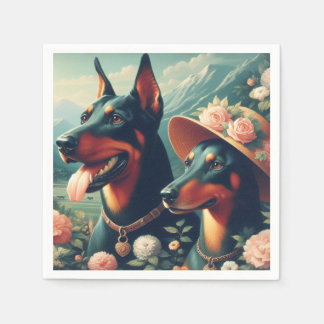 Klassieke Cute Dobermann Schilderij Servet