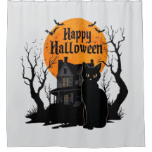 Klassieke Cute Kat Vleermuis Gelukkig Halloween