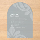 Klassieke Damask Cadet Grey Wedding Acryl Uitnodigingen (Voorkant)
