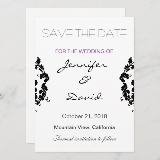 Klassieke Damask Exclusieve bruiloft uitnodiging (Voorkant / Achterkant)