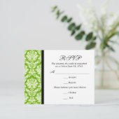 Klassieke Damask Green RSVP-kaart RSVP Kaartje (Staand voorkant)