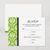 Klassieke Damask Green RSVP-kaart RSVP Kaartje (Voorkant / Achterkant)
