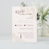 Klassieke Damask Mahogany Red Photo Wedding RSVP (Staand voorkant)