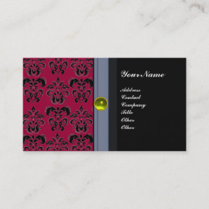 KLASSIEKE DAMASK MONOGRAM zwarte topaas geel Visitekaartje