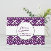 Klassieke Damask Paars (bruiloft) Kaart (Staand voorkant)