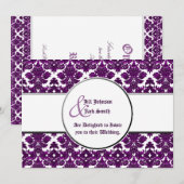 Klassieke Damask Paars (bruiloft) Kaart (Voorkant / Achterkant)