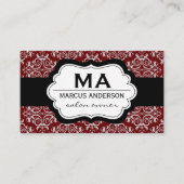 Klassieke Damask Pattern (rood) Benoeming Afsprakenkaartje (Voorkant)