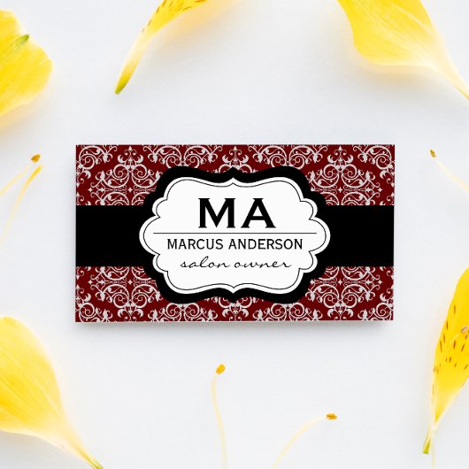 Klassieke Damask Pattern (rood) Benoeming Afsprakenkaartje