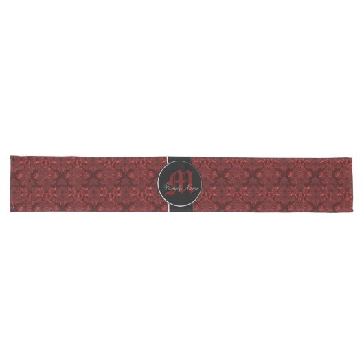 Klassieke Damask Red (Monogram) Lange Tafelloper (Horizontaal)