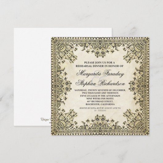 Klassieke Damask repetitie uitnodigingen (Voorkant / Achterkant)