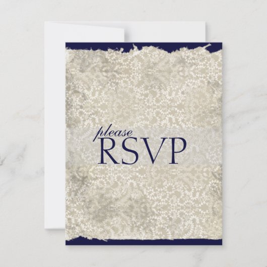 Klassieke Damask RSVP-kaarten, Navy Blue RSVP Kaartje (Voorkant)