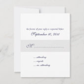Klassieke Damask RSVP-kaarten, Navy Blue RSVP Kaartje (Achterkant)