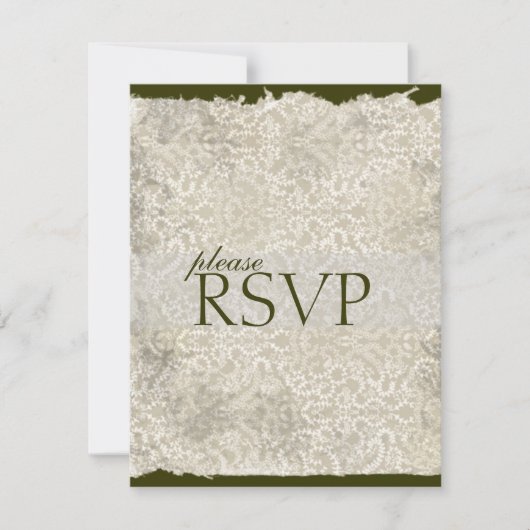 Klassieke Damask RSVP-kaarten, olijven RSVP Kaartje (Voorkant)