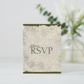 Klassieke Damask RSVP-kaarten, olijven RSVP Kaartje (Staand voorkant)