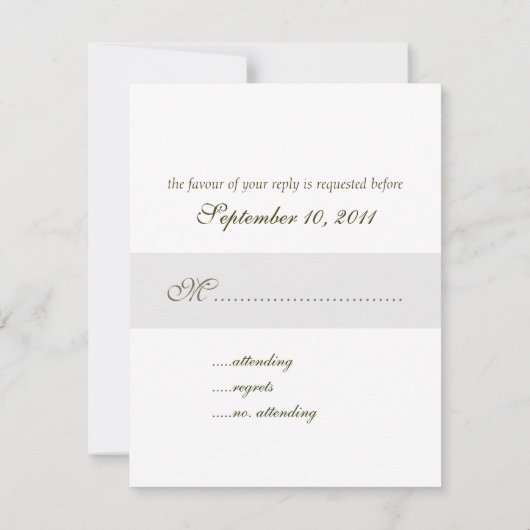 Klassieke Damask RSVP-kaarten, olijven RSVP Kaartje (Achterkant)