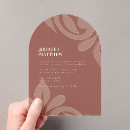 Klassieke Damask Sienna bruiloft acryl uitnodiging