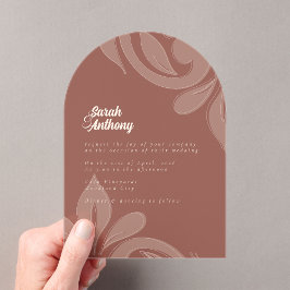 Klassieke Damask Sienna bruiloft acryl uitnodiging