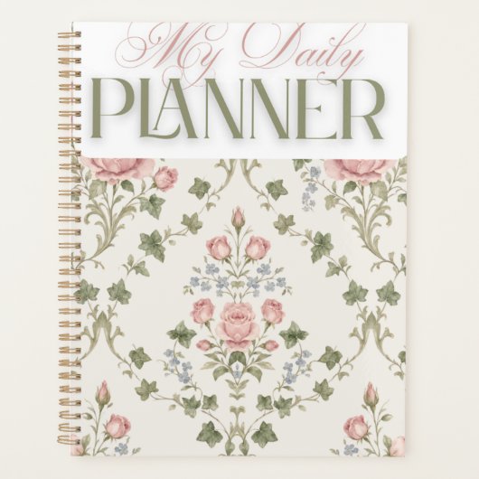 Klassieke Damast Bloem "Mijn Dagelijkse Planner" Planner (Voorkant)