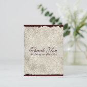 Klassieke Damast Bruiloft Bedankbriefjes, Bruin Kaart (Staand voorkant)