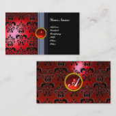 KLASSIEKE DAMAST GEM MONOGRAM zwart rood Visitekaartje (Voorkant / Achterkant)