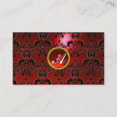 KLASSIEKE DAMAST GEM MONOGRAM zwart rood Visitekaartje (Achterkant)