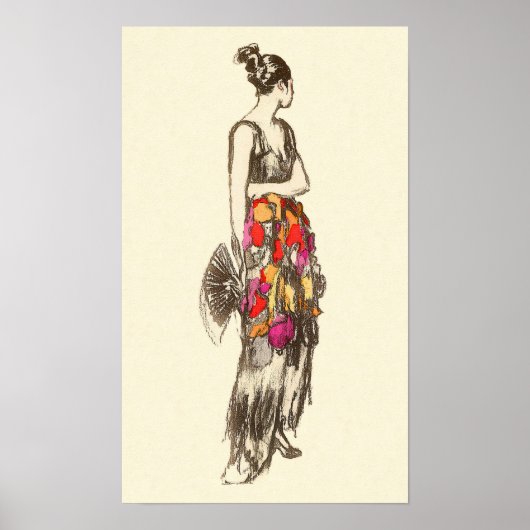 Klassieke dame in voorjaarsjurk poster (Voorkant)