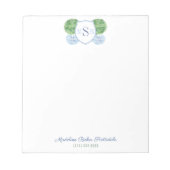 Klassieke dames blauw en groene monogram gember ja notitieblok (Voorkant)
