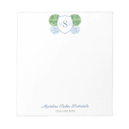 Klassieke dames blauwe en groene monogram gemberpo notitieblok