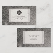 Klassieke  damesmonogram (grijze parel) visitekaartje (Voorkant / Achterkant)