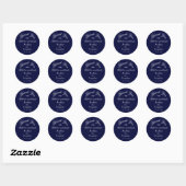 Klassieke dank je aangepaste namen marineblauw huw ronde sticker (Vel)