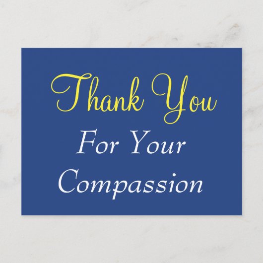 Klassieke "Dank U Voor Uw Medeleven" Ansichtkaart Briefkaart (Voorkant)