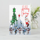 Klassieke Dansende Kerstman en Rendieren Feestdagenkaart (Staand voorkant)