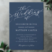 Klassieke Dark Navy Blue Script Wedding Kaart