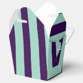 Klassieke Dark Paarse en Light TealStriped Take Ou Bedankdoosjes (Geopend)