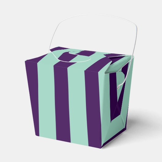 Klassieke Dark Paarse en Light TealStriped Take Ou Bedankdoosjes (Voorkant Zijde)