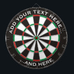 Klassieke dartboard met aangepaste tekst dartbord<br><div class="desc">Dartboard met klassieke kleuren en twee gebieden van de douanetekst.</div>