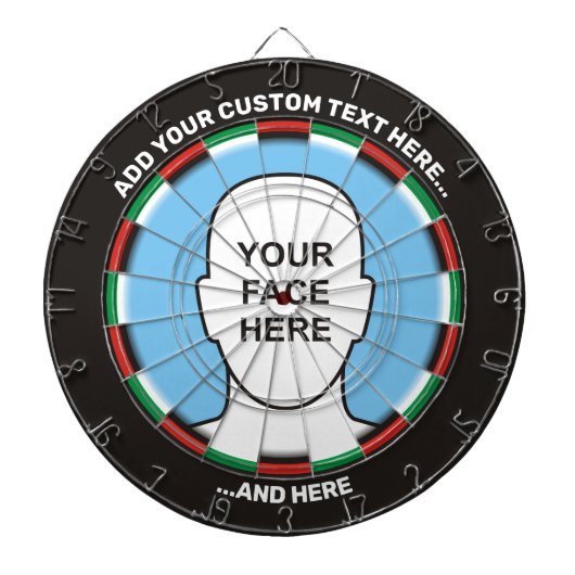 Klassieke dartboard met aangepaste tekst en foto's dartbord (Voorkant)