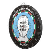 Klassieke dartboard met aangepaste tekst en foto's dartbord (Voorkant Rechts)