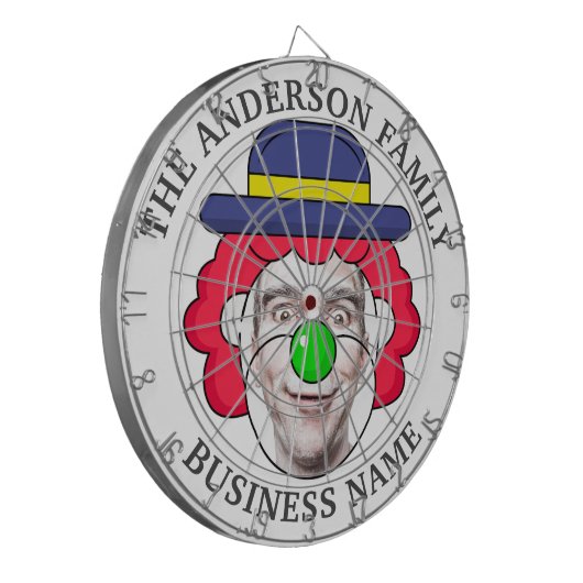 Klassieke dartboard met douanetekst en foto dartbord (Voorkant Links)