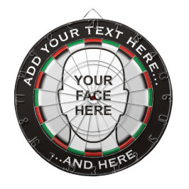 Klassieke dartboard met douanetekst en foto dartbord