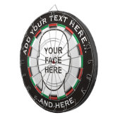 Klassieke dartboard met douanetekst en foto dartbord (Voorkant Rechts)