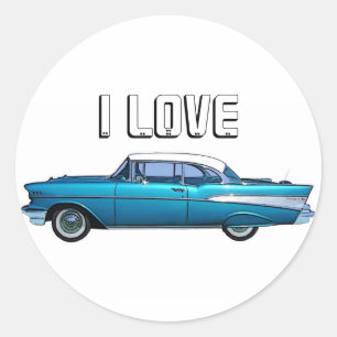 Klassieke de douanesticker van auto 1957 Chevy Ronde Sticker